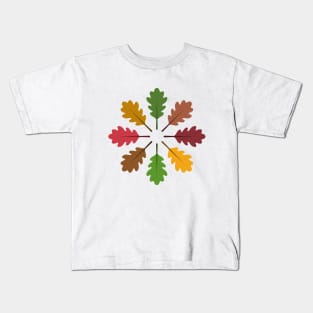 Radial Oak Leaves (Autumn Colours) Kids T-Shirt